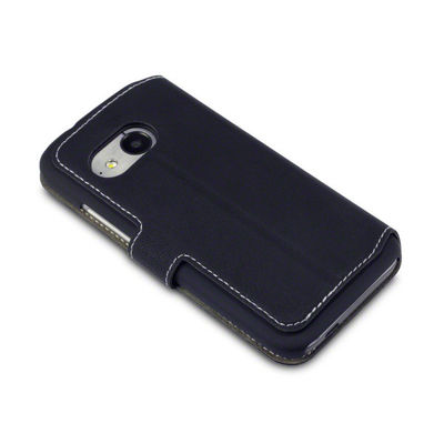 Cassa esile nera del telefono cellulare del portafoglio HTC del cuoio dell'unità di elaborazione con il titolare della carta per HTC uno mini 2